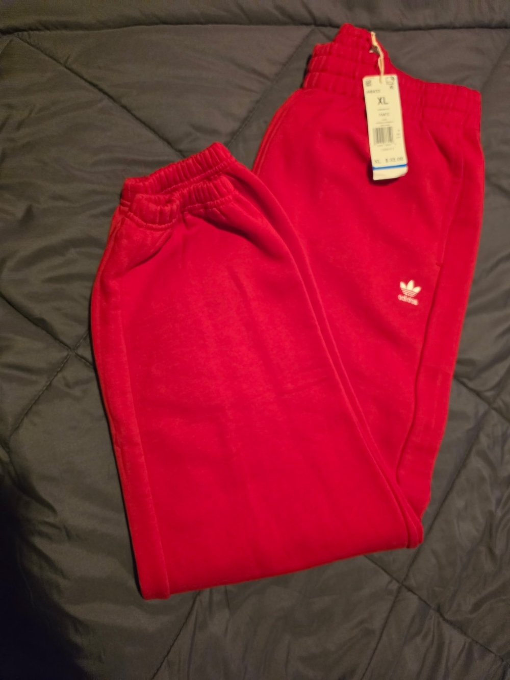 adidas Unisex Bright Red Joggers with Logo